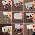 Silver Needle Black Rhinestone Stud Earrings Light Luxury Bow Rose Drop Earrings For Women view 2