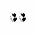 Silver Needle Black Rhinestone Stud Earrings Light Luxury Bow Rose Drop Earrings For Women view 5