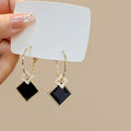 Silver Needle Black Rhinestone Stud Earrings Light Luxury Bow Rose Drop Earrings For Women view 3