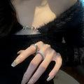 Minimalist Metal Zircon Open Bangle Ring With Round Accent For Women Fashion Jewelry view 2