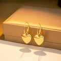 Elegant Smooth Alloy Heart Hoop Drop Earrings For Women, Gold Silver Plated Statement Round Hoop Earrings view 3