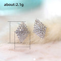 Sparkling Diamond Shape Zircon Stud Earrings For Women, Full Rhinestone OL Commuter Jewelry view 5