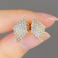 Sparkling Diamond Shape Zircon Stud Earrings For Women, Full Rhinestone OL Commuter Jewelry view 3