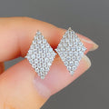 Sparkling Diamond Shape Zircon Stud Earrings For Women, Full Rhinestone OL Commuter Jewelry view 4