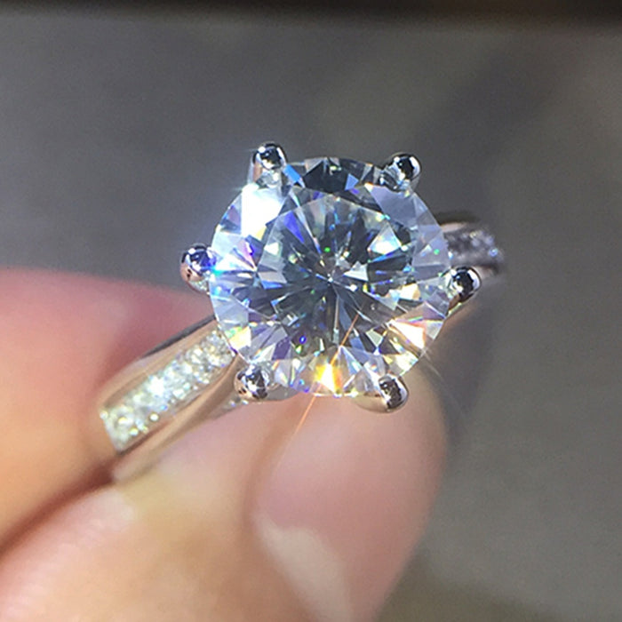 Classic Six Prong Zircon Wedding Ring For Women Korean Style Engagement Finger Ring