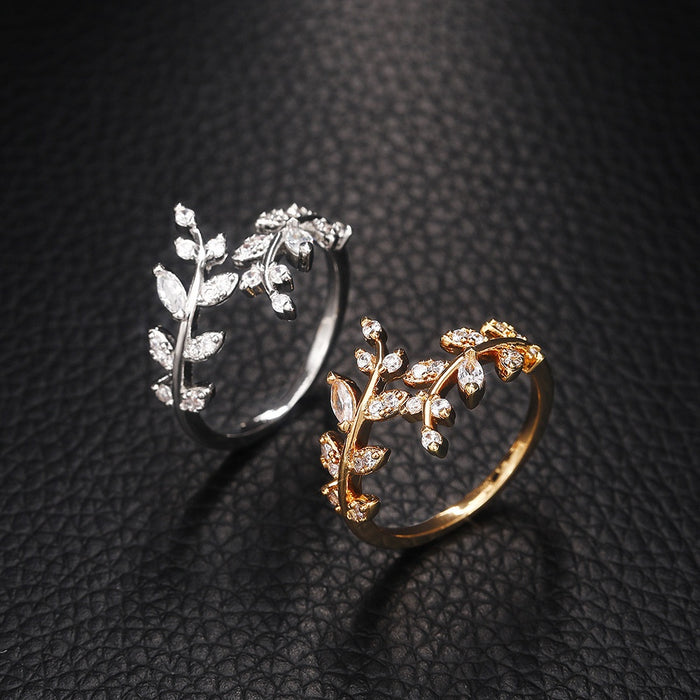 Fashion Leaf Open Ring For Women, Minimalist Adjustable Index Finger Ring In Style