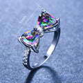 Luxury Bowknot Zircon Ring For Women, Color Gem Style Sweet Cool Index Finger Jewelry view 4
