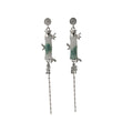 Elegant Vintage Chinese Style Bamboo Jade Cat Eye Stone Alloy Long Chain Tassel Drop Stud Earrings view 5