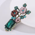 Baroque Alloy Rhinestone Vase Flower Brooch For Suit Decoration view 4