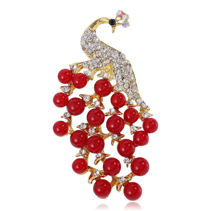 Alloy Pearl Peacock Brooch Pin For Coats And Elegant Apparel