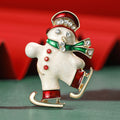 Alloy Enamel Christmas Snowman Brooch For Holiday Clothing Decoration view 1