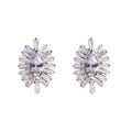 Creative Marquise Cubic Zirconia And Baguette Stone Copper Stud Earrings For Women view 4