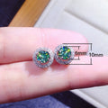 Copper Inlaid Eight Hearts Eight Arrows Blue Green Zircon Stud Earrings For Women view 4
