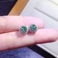 Copper Inlaid Eight Hearts Eight Arrows Blue Green Zircon Stud Earrings For Women view 3
