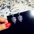 Bridal Leaf Drop Earrings With Zircon, European Simple Long Wedding Dangle Earrings For Women view 3