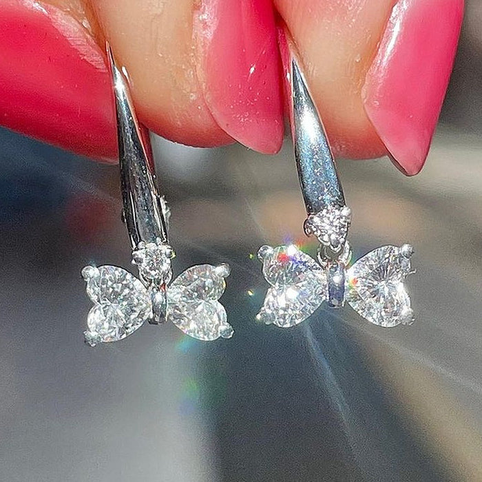 Luxury Retro Bowknot Zircon Earrings For Women, Trendy Elegant Ear Cuff Jewelry