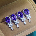 Sparkling Purple Amethyst Drop Earrings, Fashion Simple Short Luxury Dangle Jewelry For Women view 4