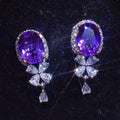 Sparkling Purple Amethyst Drop Earrings, Fashion Simple Short Luxury Dangle Jewelry For Women view 2