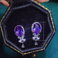 Sparkling Purple Amethyst Drop Earrings, Fashion Simple Short Luxury Dangle Jewelry For Women view 5