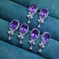 Sparkling Purple Amethyst Drop Earrings, Fashion Simple Short Luxury Dangle Jewelry For Women view 3