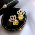Japanese Korean Sparkling Zircon Crown Stud Earrings, Trendy Style Fashion Earrings For Women view 5