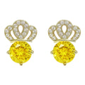 Japanese Korean Sparkling Zircon Crown Stud Earrings, Trendy Style Fashion Earrings For Women view 4