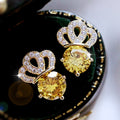 Japanese Korean Sparkling Zircon Crown Stud Earrings, Trendy Style Fashion Earrings For Women view 1