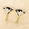 Creative Scallop Shell Drop Earrings For Women, Black White Handmade Enamel Floral Party Jewelry view 2