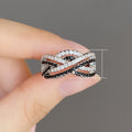 European Minimalist Men's Ring With Black And White Small Zircon Inlay, Hot Jewelry view 4
