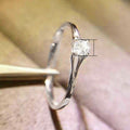 Classic Four Prong Zircon Women's Ring, Copper White Gold Plated Minimalist Engagement Jewelry view 5