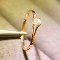 Classic Four Prong Zircon Women's Ring, Copper White Gold Plated Minimalist Engagement Jewelry view 2