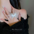 Feather Butterfly Open Ring Style Minimalist Adjustable Metal Index Finger Jewelry view 2