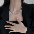Irregular Wrinkled Twisted Metal Sweater Necklace, Sweet Cool Hip Hop Minimalist Style view 4
