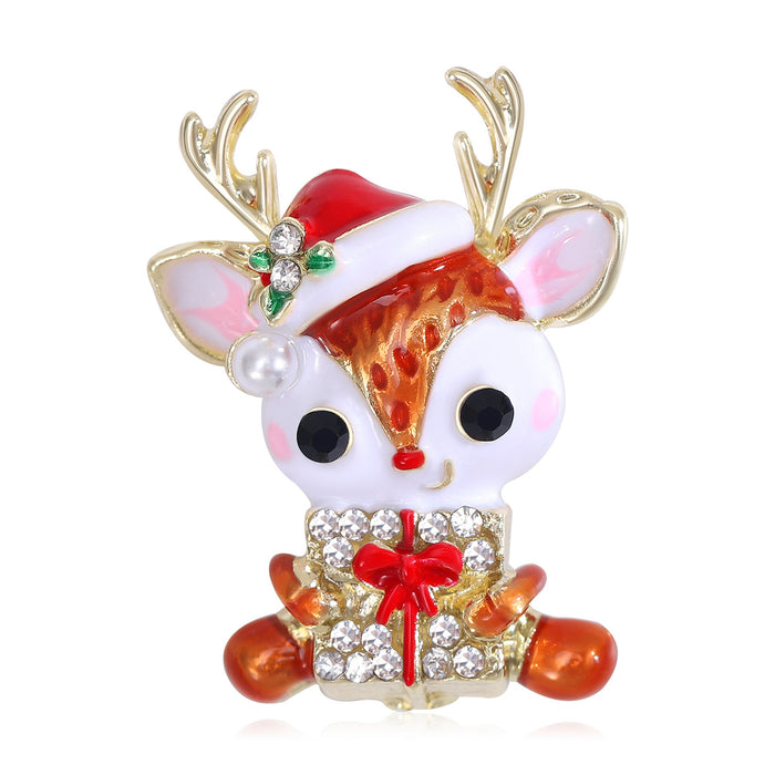 Alloy Enamel Reindeer Brooch Pin For Christmas Apparel Decoration