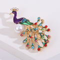 Alloy Enamel Rhinestone Peacock Brooch Pin For Coat And Suit Decoration view 4