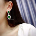 Luxury Faux Emerald Princess Cut Zircon Stud Drop Earrings For Women, Engagement Banquet Jewelry view 5