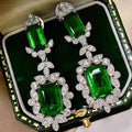 Luxury Faux Emerald Princess Cut Zircon Stud Drop Earrings For Women, Engagement Banquet Jewelry view 3