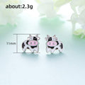 Cute Mini Spotted Cow Stud Earrings, Funny Cartoon Animal Epoxy Ear Jewelry For Girls view 5