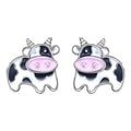 Cute Mini Spotted Cow Stud Earrings, Funny Cartoon Animal Epoxy Ear Jewelry For Girls view 2