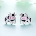 Cute Mini Spotted Cow Stud Earrings, Funny Cartoon Animal Epoxy Ear Jewelry For Girls view 1