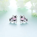 Cute Mini Spotted Cow Stud Earrings, Funny Cartoon Animal Epoxy Ear Jewelry For Girls view 3