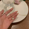 Korean Style Metal Rhinestone Flower Pearl Sweater Necklace Versatile Clavicle Chain view 2