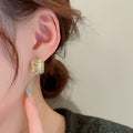 Silver Needle Brushed Metal Heart Geometric Stud Earrings For Women, Minimalist OL Style view 4