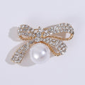 Alloy Rhinestone Bow Pearl Brooch Pin For Women's Apparel view 6