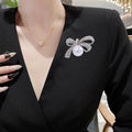 Alloy Rhinestone Bow Pearl Brooch Pin For Women's Apparel view 2
