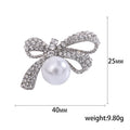 Alloy Rhinestone Bow Pearl Brooch Pin For Women's Apparel view 5