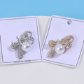 Alloy Rhinestone Bow Pearl Brooch Pin For Women's Apparel view 4