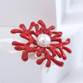 Alloy Enamel Coral Flower Brooch Pin For Coat And Sweater Accessories view 4