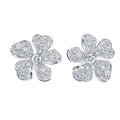 Korean Style Fresh Flower Stud Earrings For Women With Sparkling Zircon Floral Design view 4