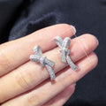 Luxury Bowknot Stud Earrings For Women Full Zircon Inlaid Butterfly Bow Earrings view 5